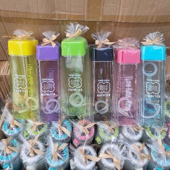 Jual SOUVENIR BOTOL CUSTOM MY BOTTLE KOTAK SABLON LOGO KEMAS PLASTIK