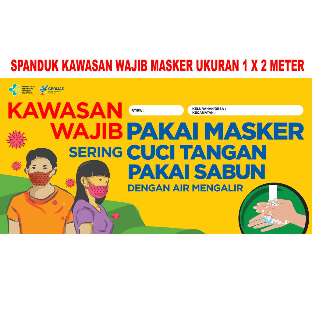 Jual Spanduk Kawasan Wajib Masker Ukuran 1 X 2 Meter Shopee Indonesia