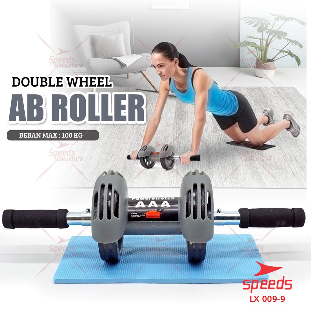 Jual SPEEDS Ab Wheel Ab Roller Double Wheels Alat Push Up Stand Bar