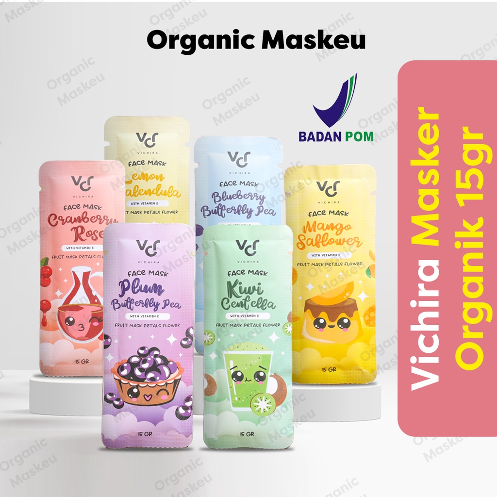 Jual DIST RESMI VICHIRA BPOM MASKER ORGANIK FRUIT MASK PETALS 15gr