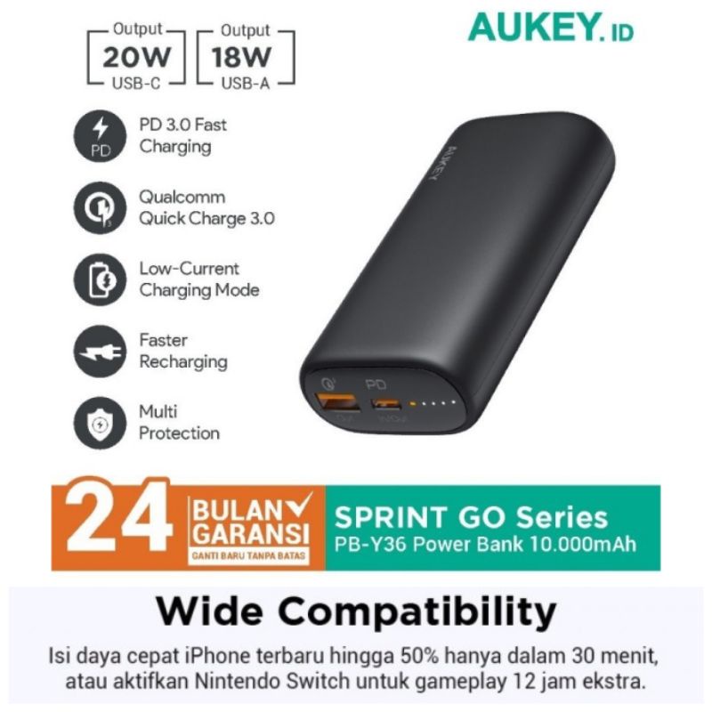 Jual Aukey Pb Y Sprint Go Series Mah Powerbank Port With W