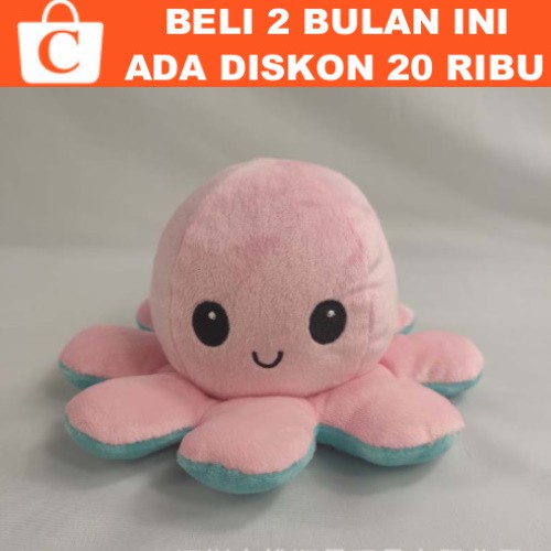 Jual Boneka Gurita Octopus Doll Berubah Bolak Balik Warna Ekspresi Pink