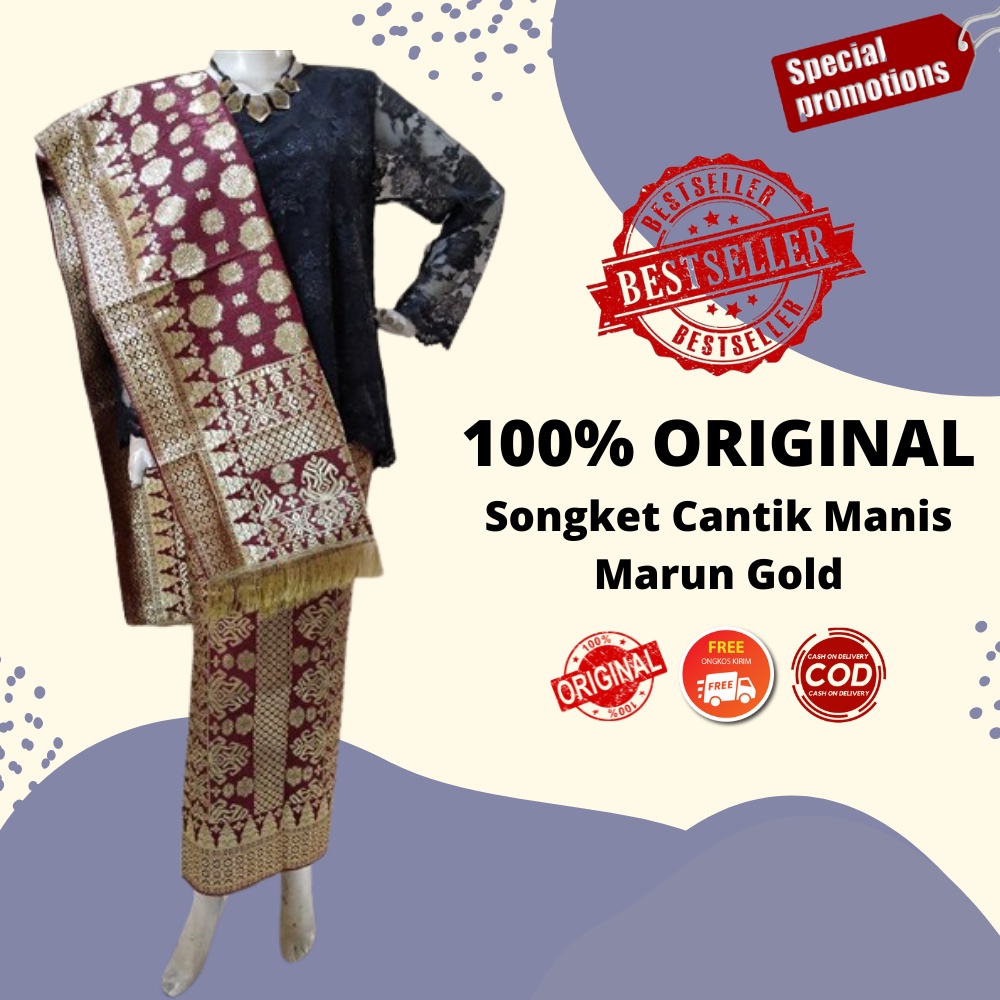 Jual Songket Palembang Songket Set Kain Selendang Tenun Atbm