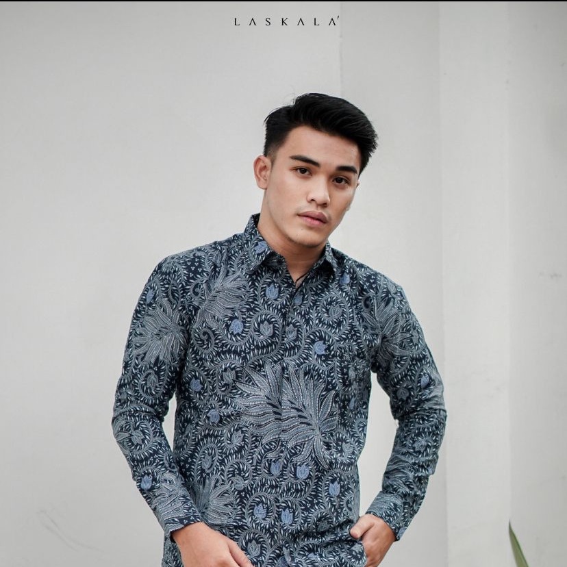 Jual Laskala Premium Batik Slimfit Abisatya Navy K05A208 Shopee Indonesia