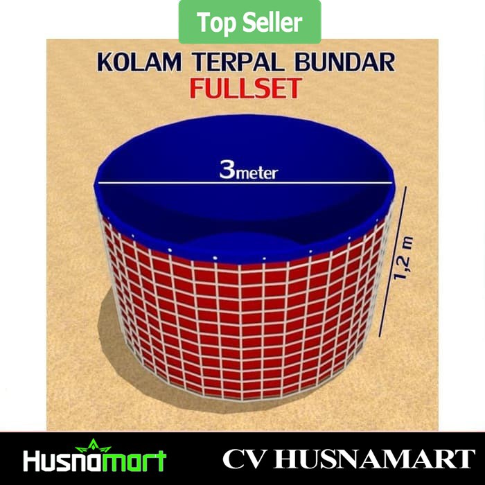 Jual Terpal Kolam Bundar FULLSETT Ukuran Diameter 3m Tinggi 1 2m