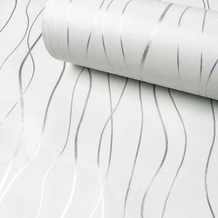 Jual Wallpaper Dinding Cm X M Gelombang Garis Salur Silver