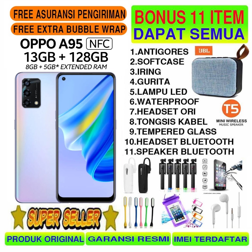 Jual OPPO A95 A96 NFC RAM 13GB 8GB 5GB EXTENDED ROM 128GB 256GB