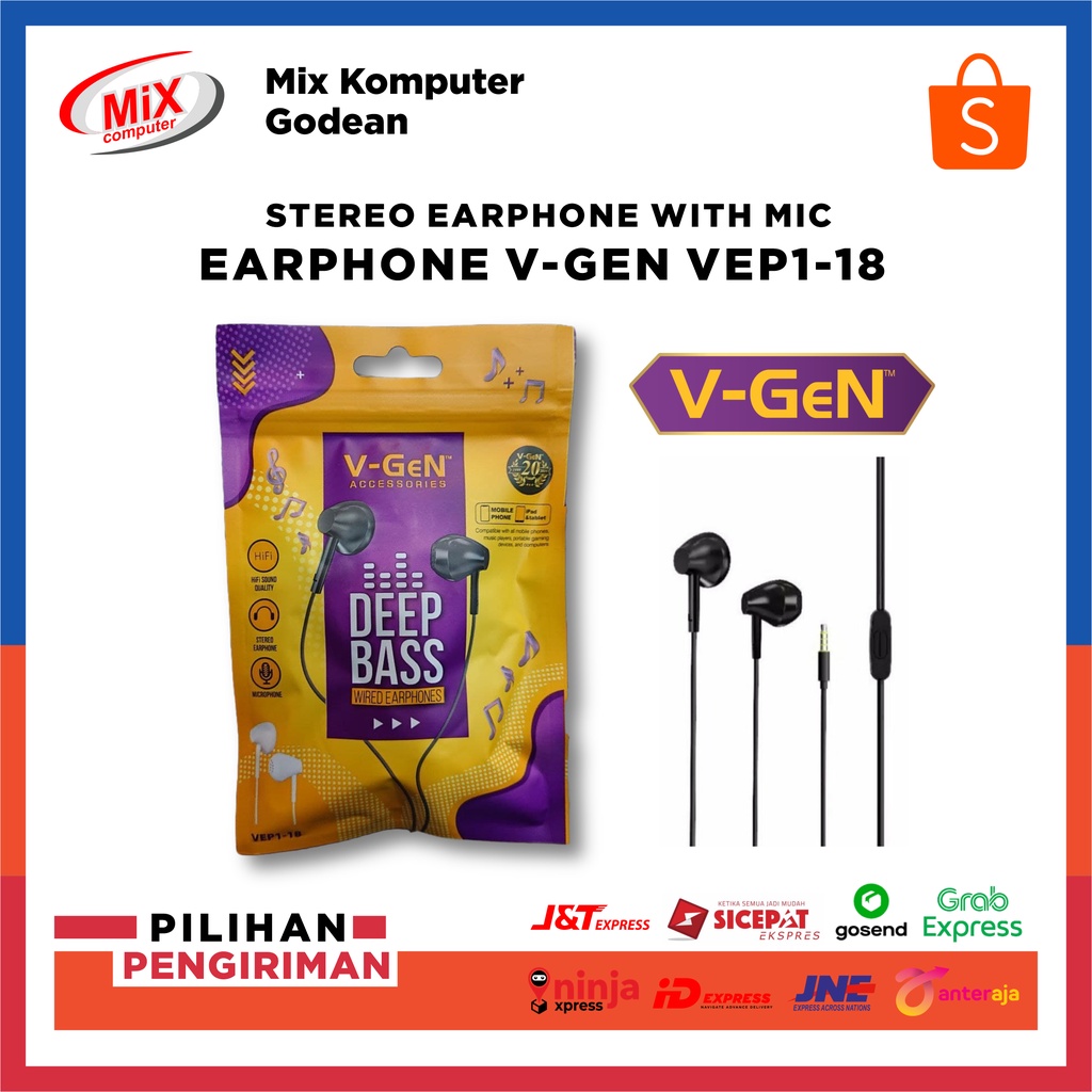 Jual Earphone Vgen Vep Wired Handsfree Headset Hifi Sound Ecer