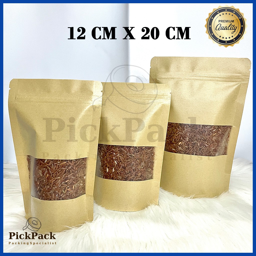 Jual Standing Pouch Klip Window Paper Kraft Plastik Kemasan Makanan