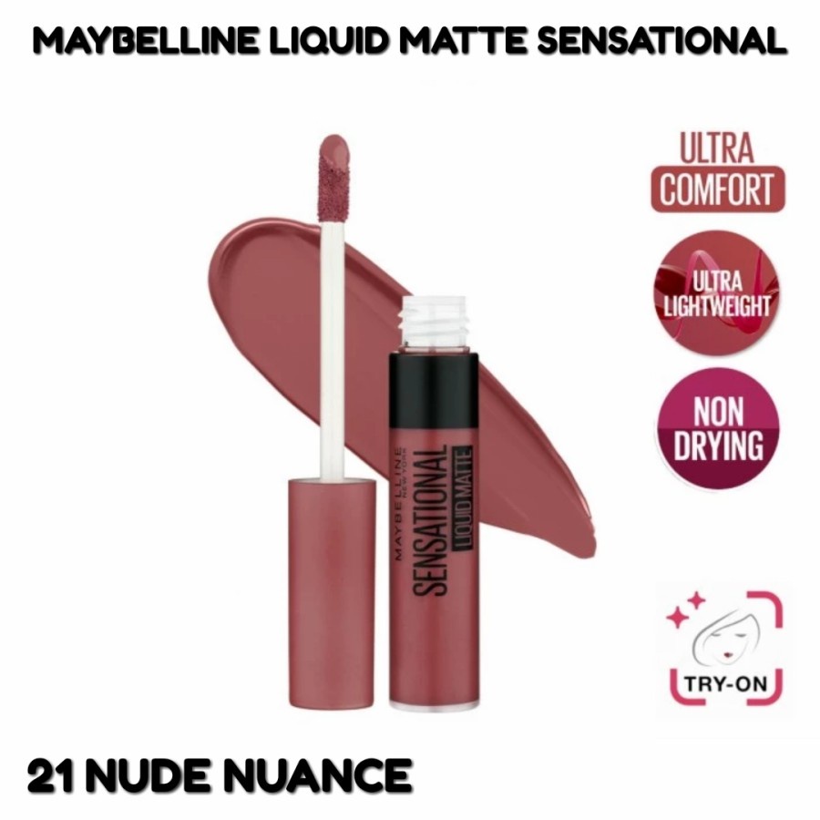 Jual Maybelline Sensational Liquid Matte Lipstick 21 Nude Nuance