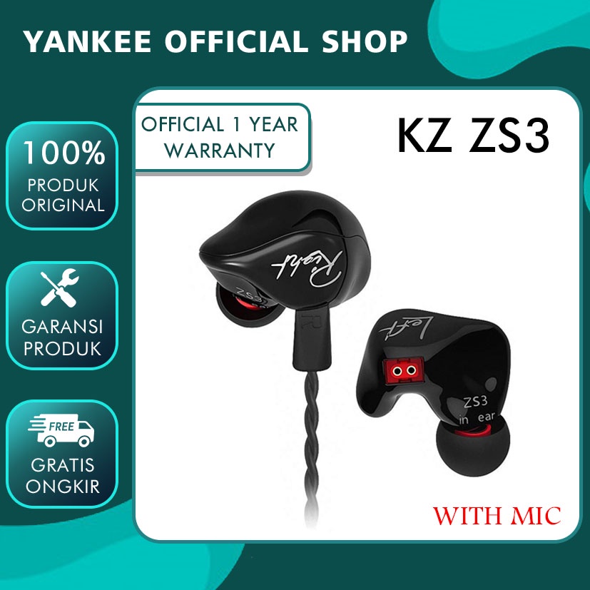 Jual KZ ZS3 With Mic 1DD Dynamic Earphone Alt KZ EDX Pro QKZ AK6 X Pro