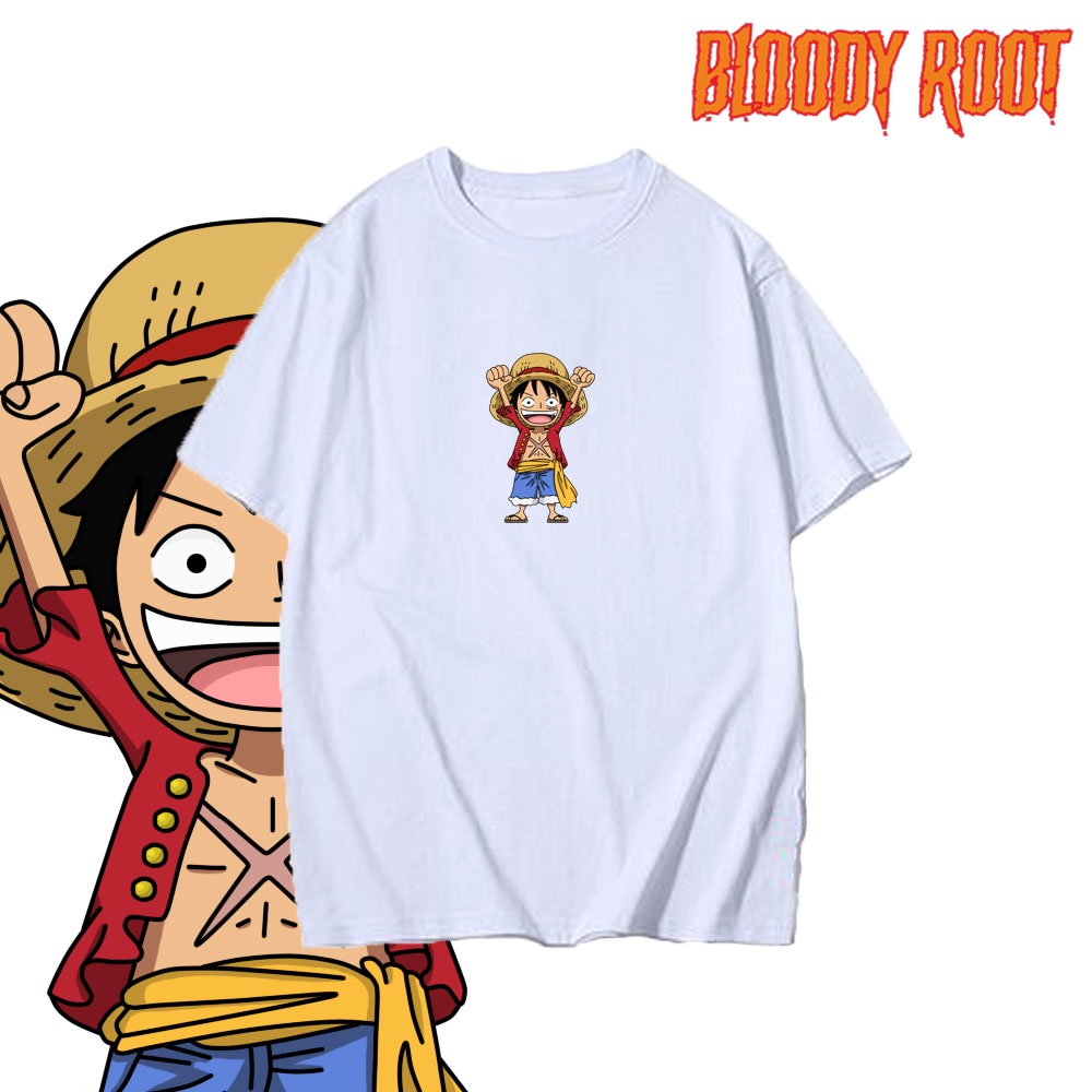 Jual Kaos One Piece Luffy Lucu Putih T Shirt Onepiece Monkey D