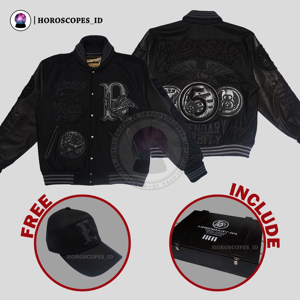 Jual Varsity Jacket Legendary Rawtype Riot Rtr Black On Black Size Xl