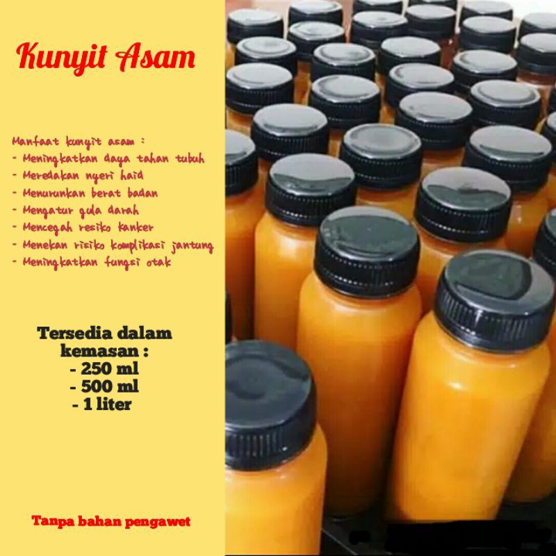 Jual KUNYIT ASAM 250ml 500ml 1liter Kemasan Botol Shopee Indonesia