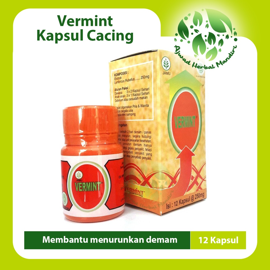 Jual Obat Kapsul Cacing Vermint 12 Kapsul Asli Original Murah Ekstrak