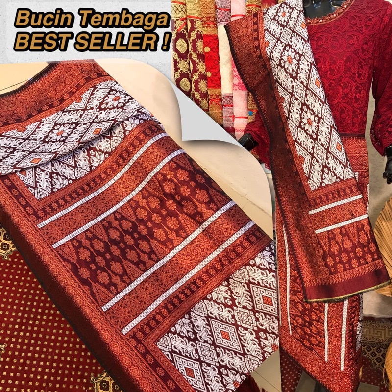 Jual SONGKET TENUN BUNGA CINA RAKAM BERKANDANG ASLI TENUN ILHAM