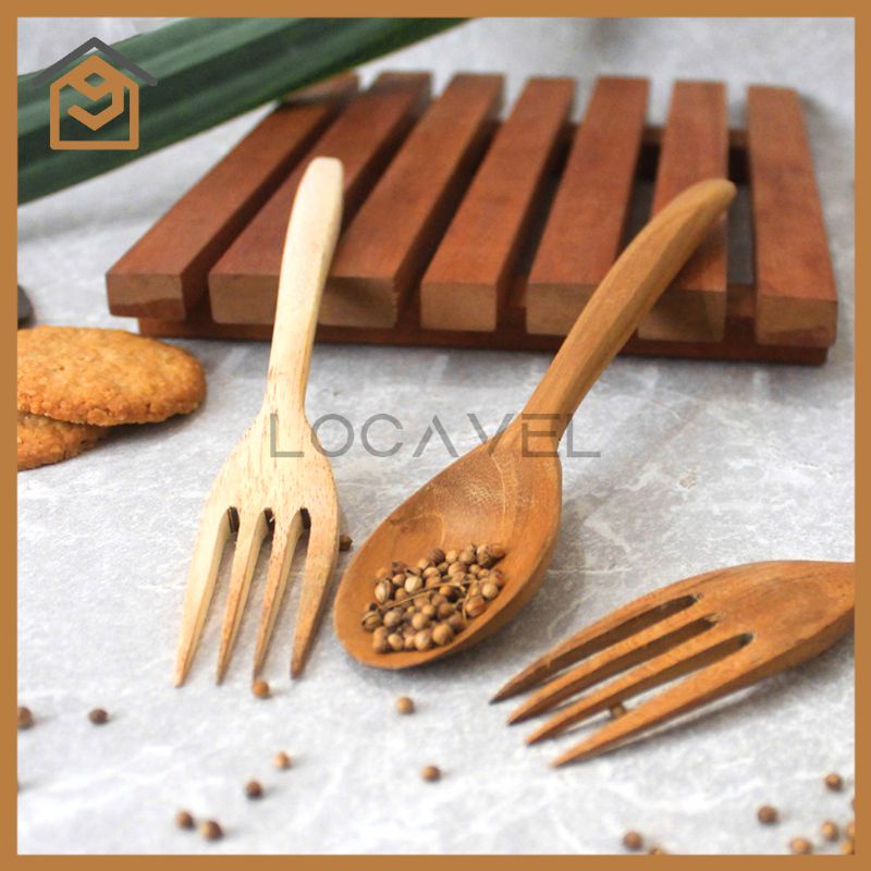 Jual Locavel Sendok Garpu Kayu Mahoni Sendok Garpu Kayu Set Sendok