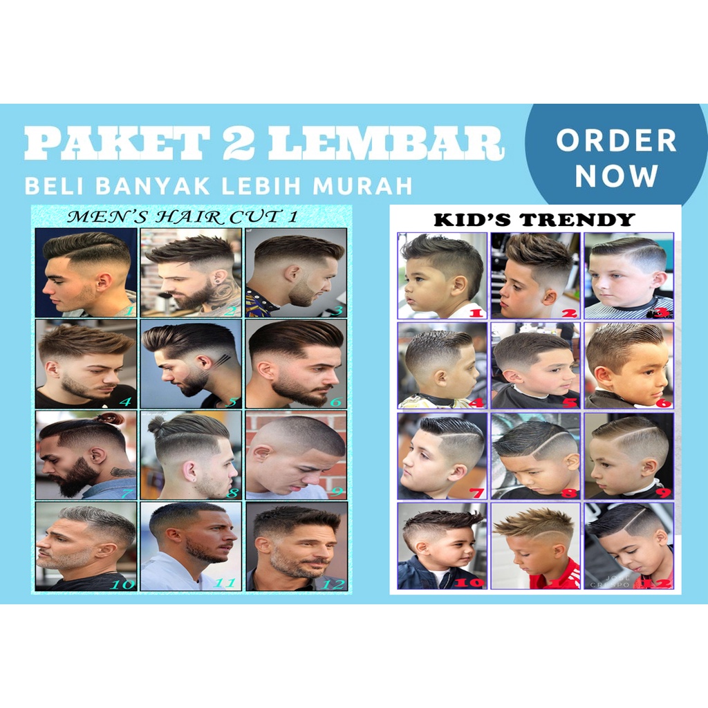 Jual Lembar Poster Pangkas Rambut Model Rambut Pria Korea Model