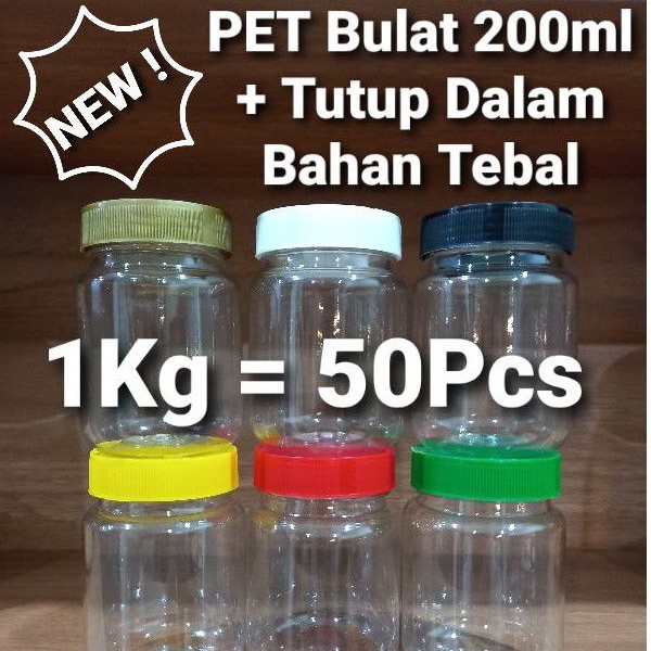 Toples Bulat PET 200ml Botol Bulat PET 200ml Cocok Untuk Sambal