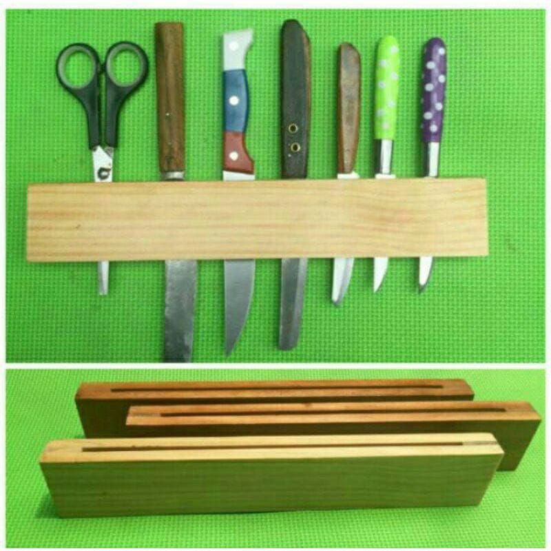 Jual Tempat Pisau Dan Gunting Knife Place Dinding Rak Pisau Kayu Jati