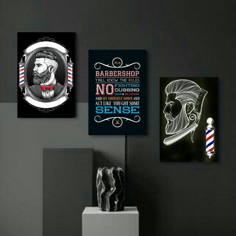 Jual Gps Hiasan Dinding Barber Shop Poster Kayu Wall Decor