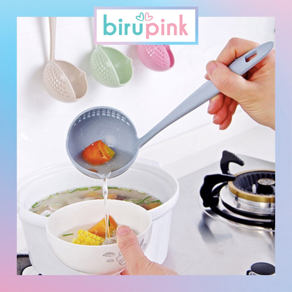 Jual BiruPink Sendok Sup Dengan Saringan Kuah 2 In 1 Centong Soup 2in1