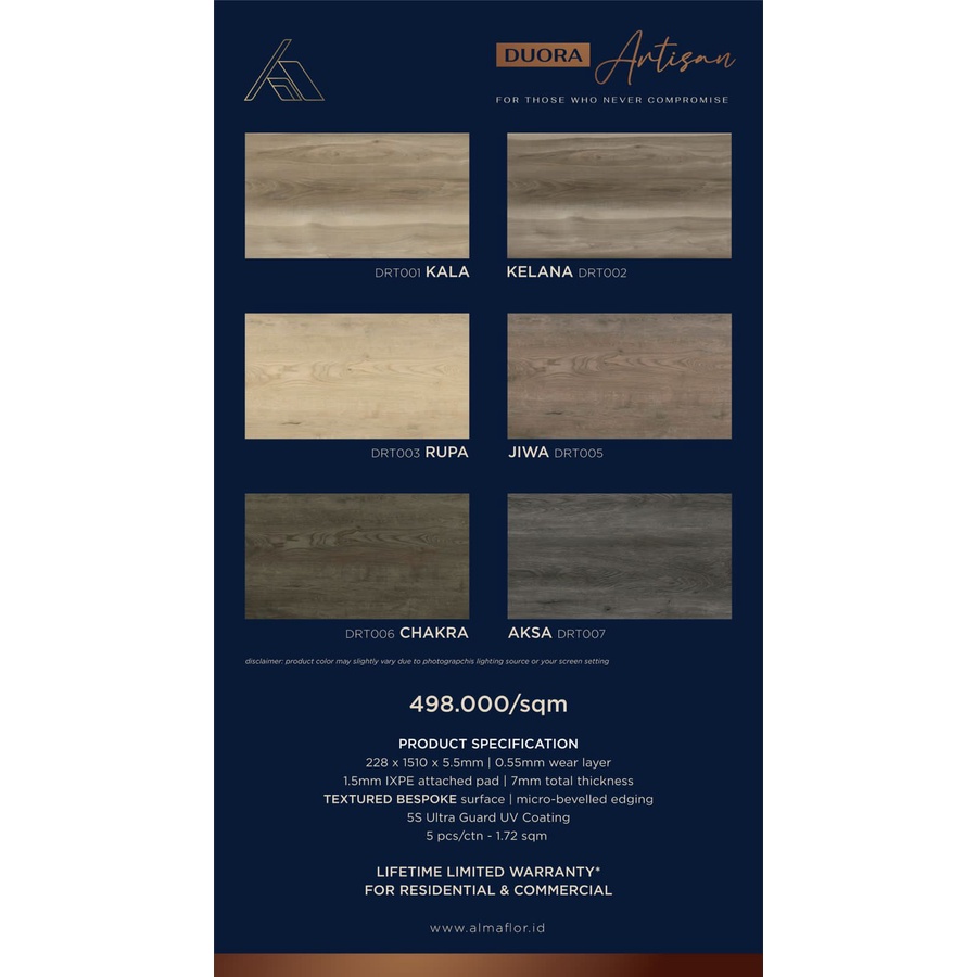 Jual PROMO SPC Flooring Kayu Murah Almaflor Duora Artisan Tebal 7 Mm