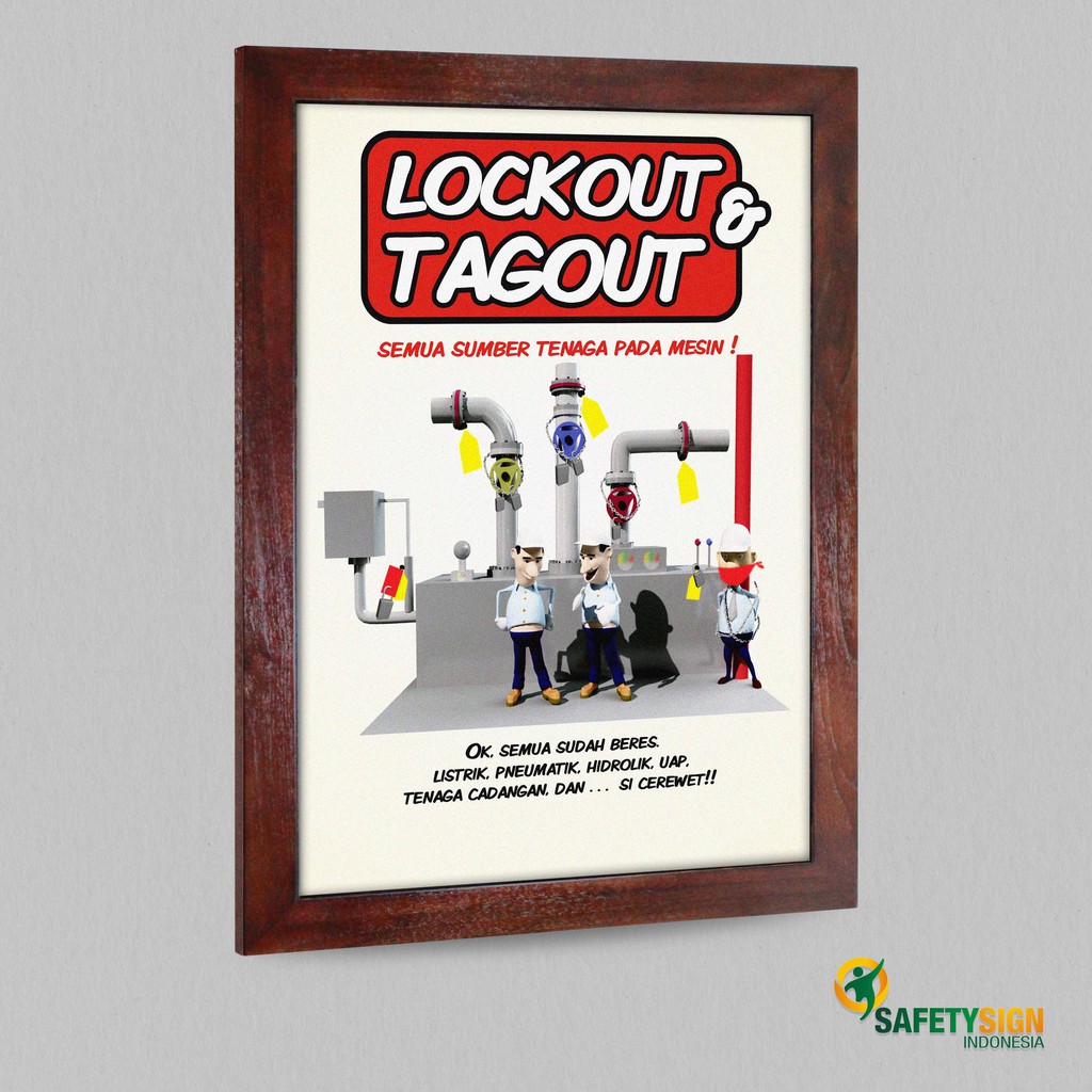 Jual SP010 Poster K3 Safety A2 Pigura Lockout Tagout Semua Sumber