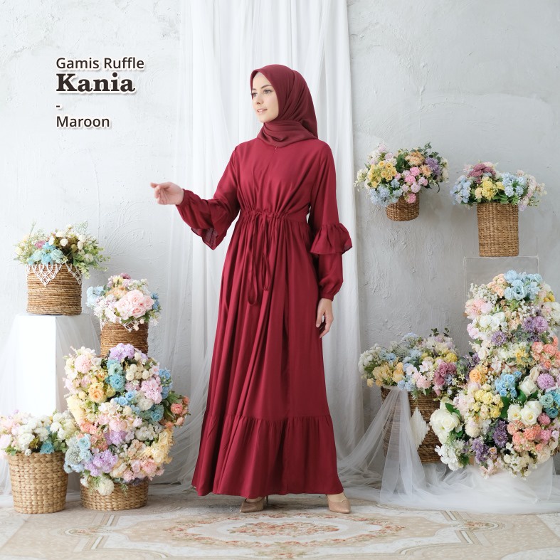 Jual Melika Gamis Long Home Dress Rayon Ruffle Kania Indonesia