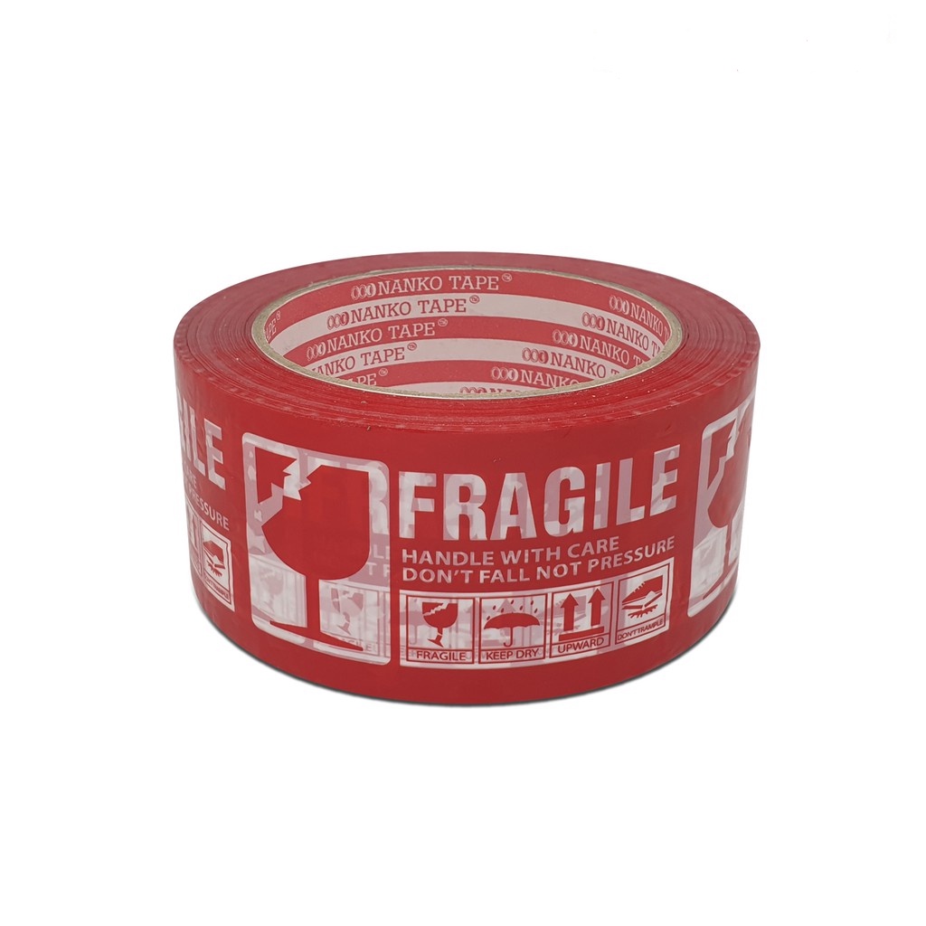 Jual Nanko Merah OPP Tape Fragile 48mm X 90y Lakban Jangan Dibanting