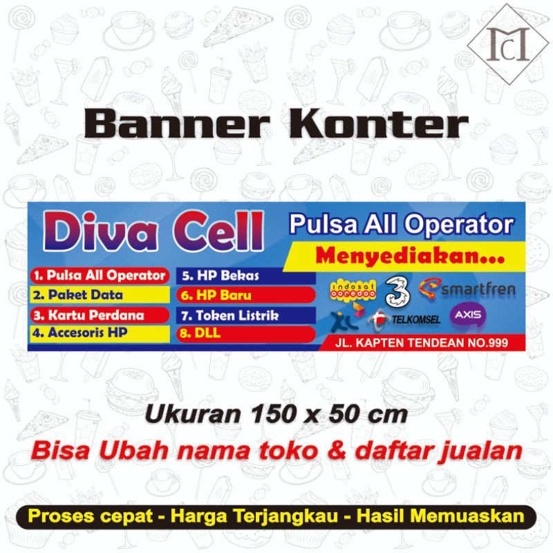 Jual Banner Spanduk Konter Pulsa Custom Uk X Shopee Indonesia