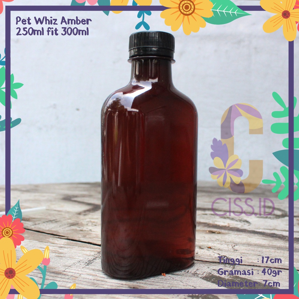 Jual BOTOL PLASTIK PET WHIZZ GEPENG 300ML COKLAT AMBER KEMASAN MINUMAN