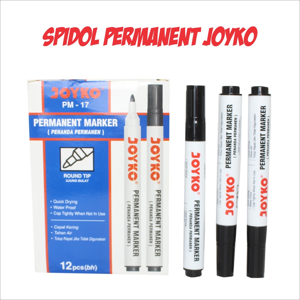 Jual Spidol Hitam JOYKO Permanent Marker PM 17 Alat Tulis Penanda