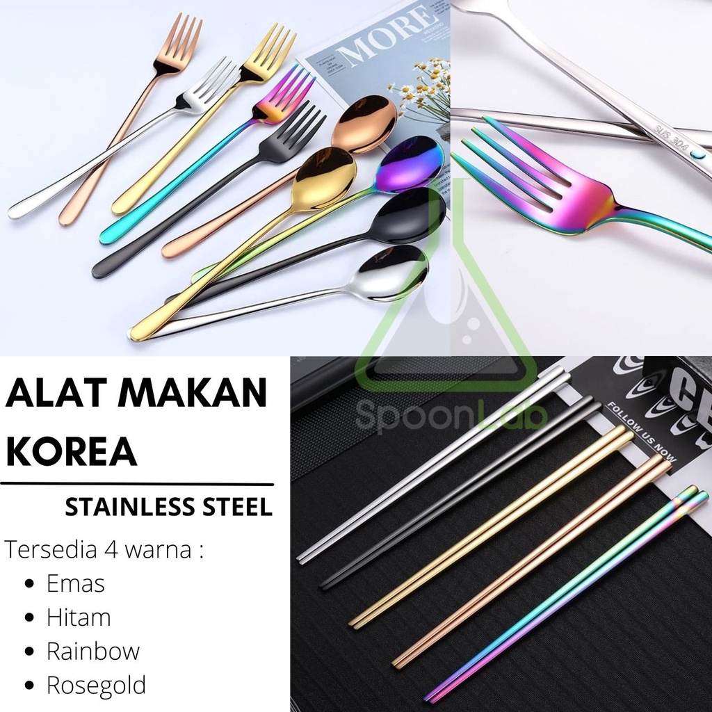 Jual Alat Makan Ala Korea Sendok Garpu Makan Sumpit Korea Warna Warni