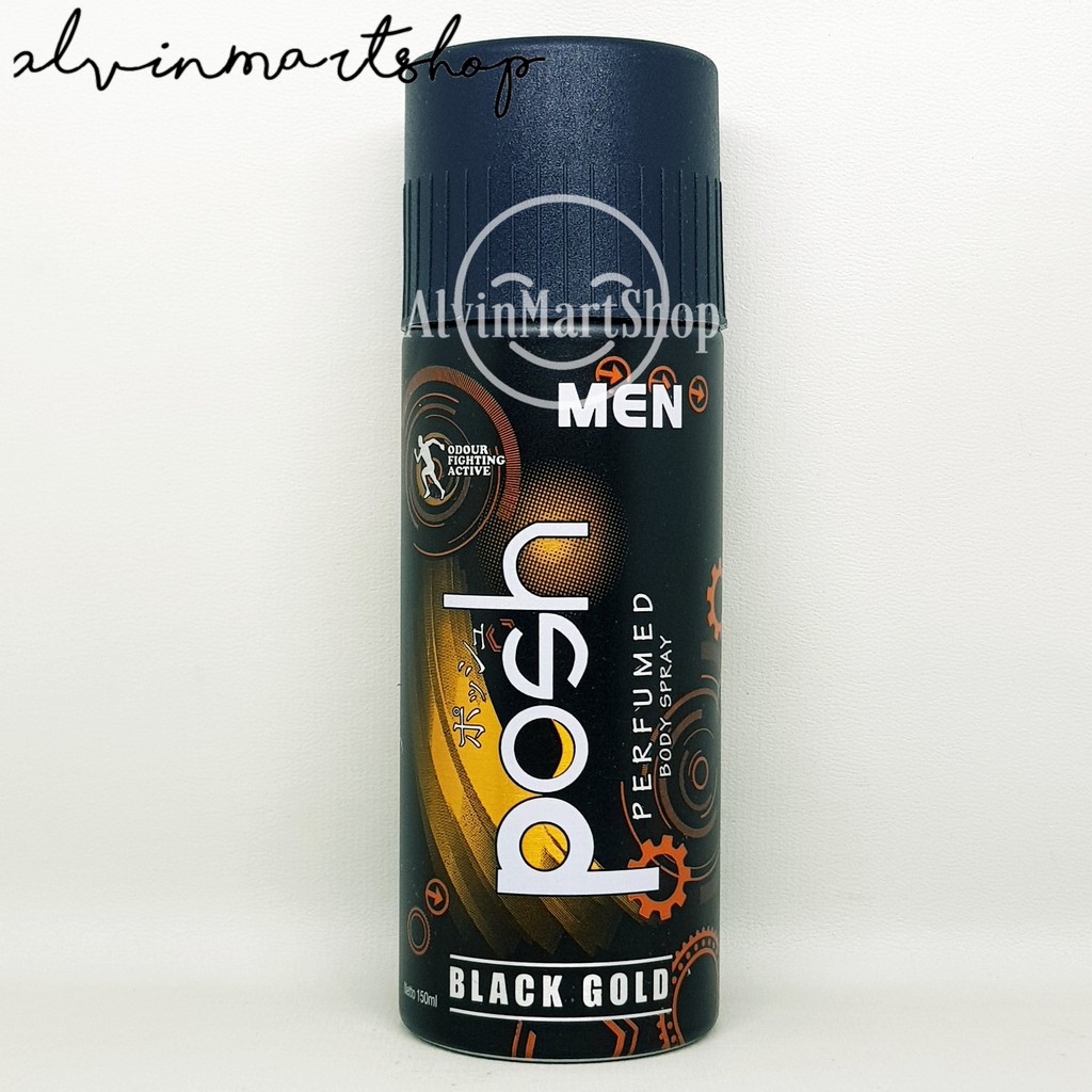 Jual Posh Men Perfumed Body Spray Black Gold 150ml Shopee Indonesia