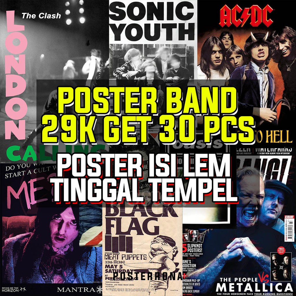 Jual Pcs Poster Punk Rock Metal Poppunk Hardcore