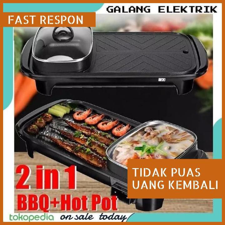 Jual NEW SALE PANGGANGAN BBQ DAN HOTPOT ELEKTRIK 2 IN 1 GRILL BBQ