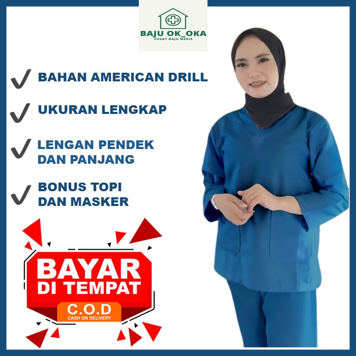 Jual Baju Ok Lengan Panjang Jaga Medis Perawat Oka Scrub Dokter