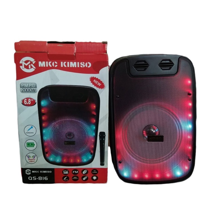 Jual Speaker Besar Bluetooth Kimiso QS 816 Full LED FREE Mic Langsung