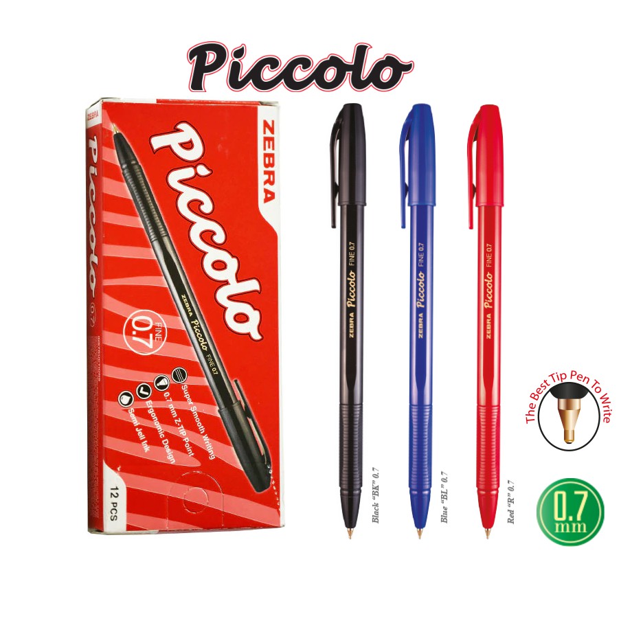 Jual Pulpen Pena Semi Gel Zebra Piccolo 0 7 Mm Hitam Biru Merah