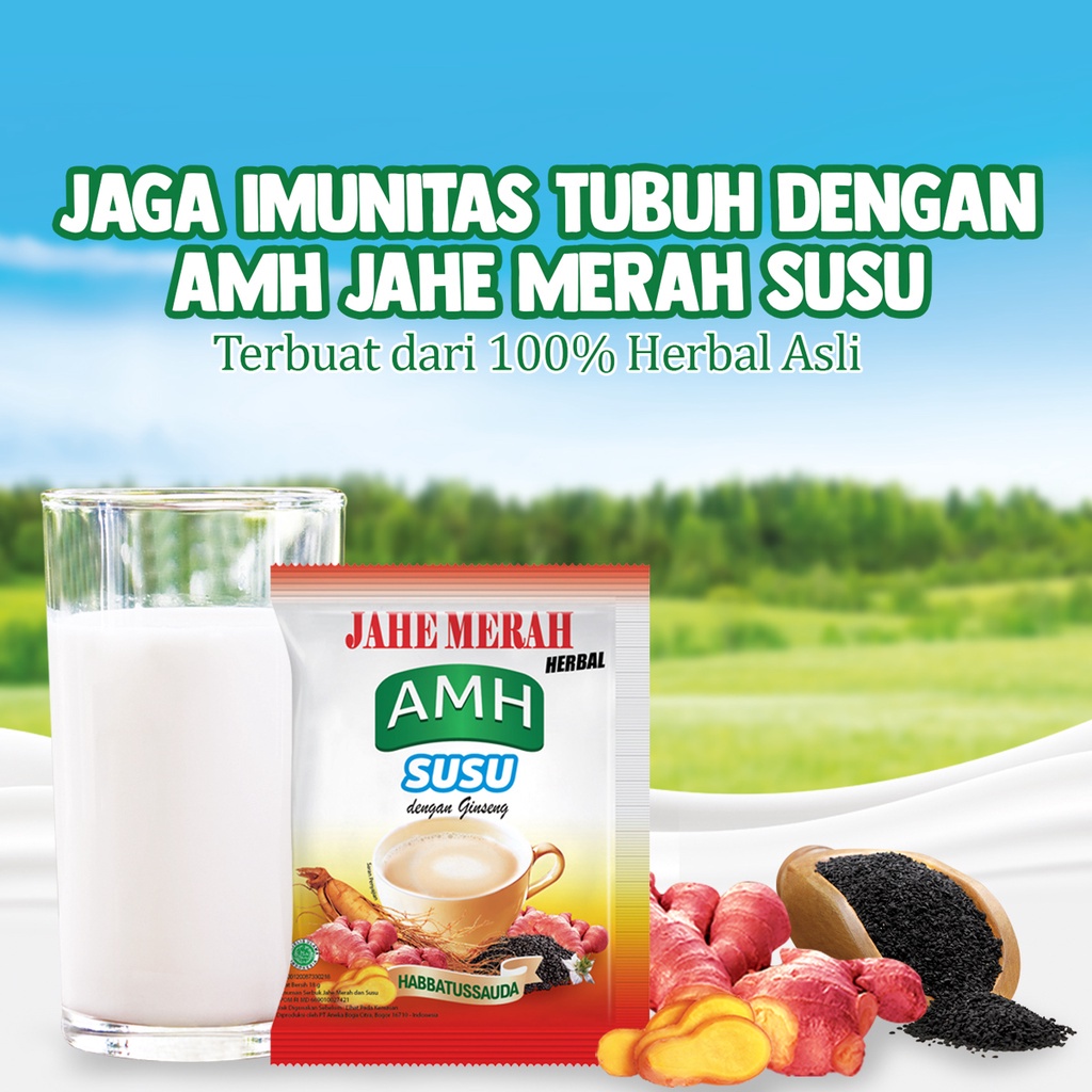 Jual Jahe Merah AMH Susu Dengan Ginseng Habbatussauda Minuman Herbal