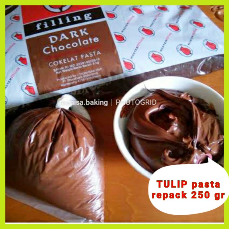 Jual TULIP FILLING COKLAT REPACK 250 GR SELAI COKLAT PASTA COKLAT