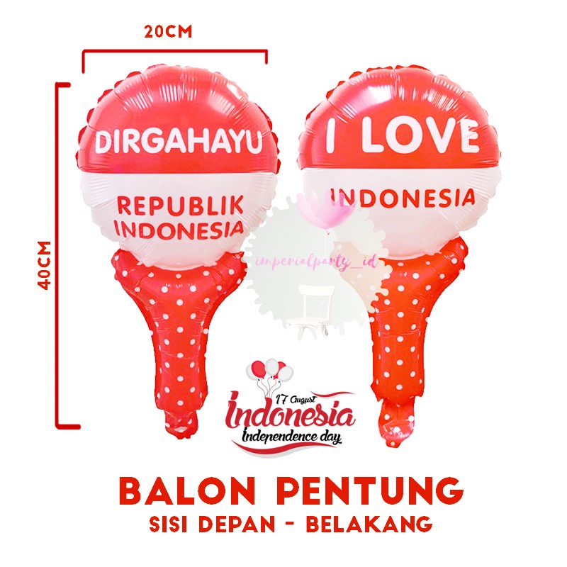 Jual Balon Foil Pentungan Merah Putih DIRGAHAYU HUT RI 17 AGUSTUS