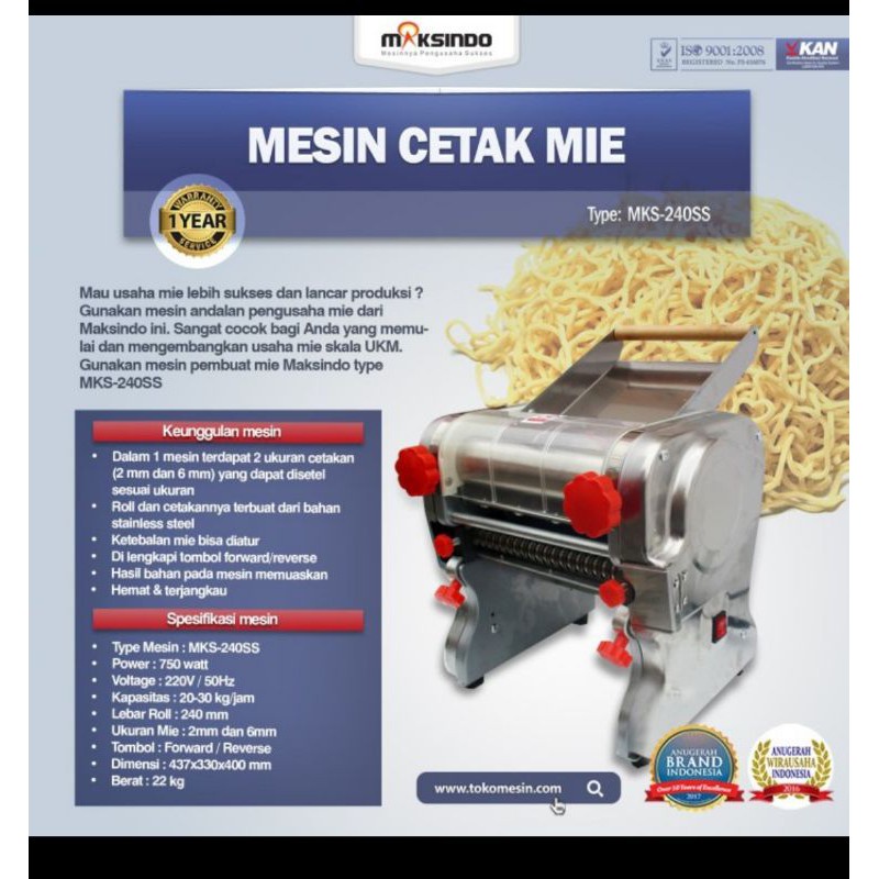 Jual Mesin Cetak Mie Mks 240S Maksindo Shopee Indonesia