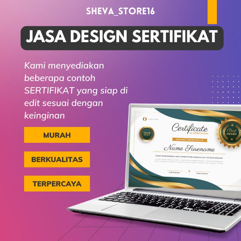 Jual Jasa Design Sertifikat Pembuatan Sertifikat Template