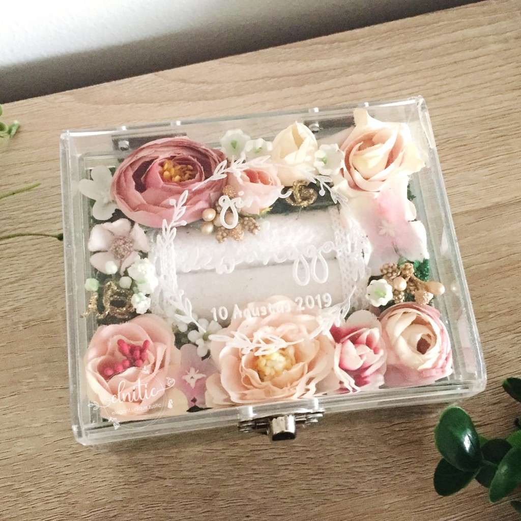 Jual Ring Box Acrylic Kotak Cincin Akrilik Ring Bearer Rustic Unik