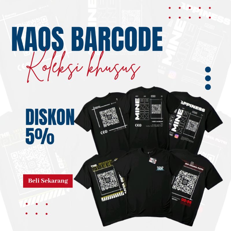 Jual BAJU KAOS CUSTOM SATUAN BARCODE SCANNER BISA DESAIN SENDIRI BISA