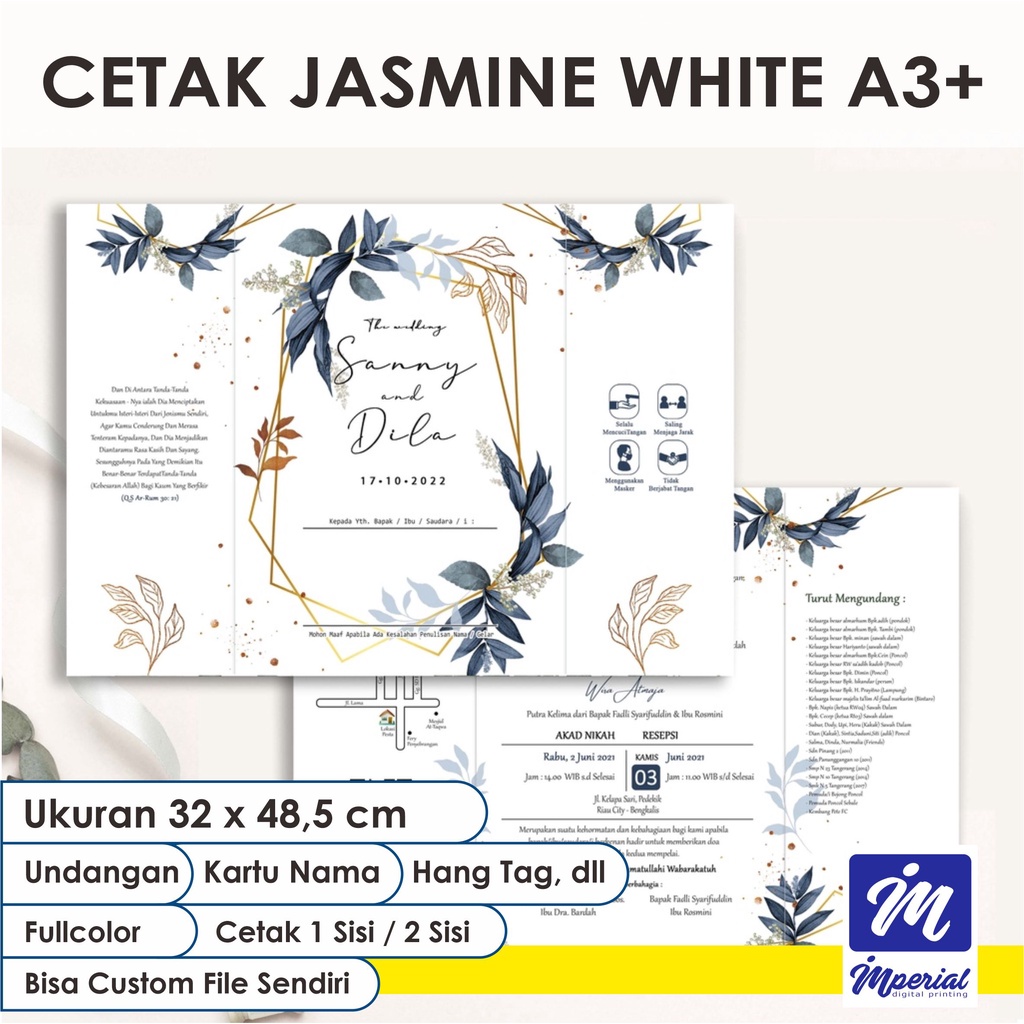 Jual Cetak Jasmine Putih Custom Ukuran A3 1 Sisi 2 Sisi Fullcolor