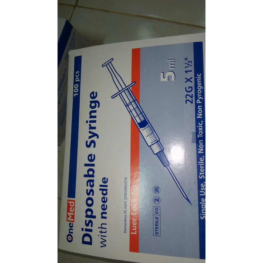 Jual ONE MED Dysposible Syringe With Needle Spuit Jarum Suntik 5 Ml