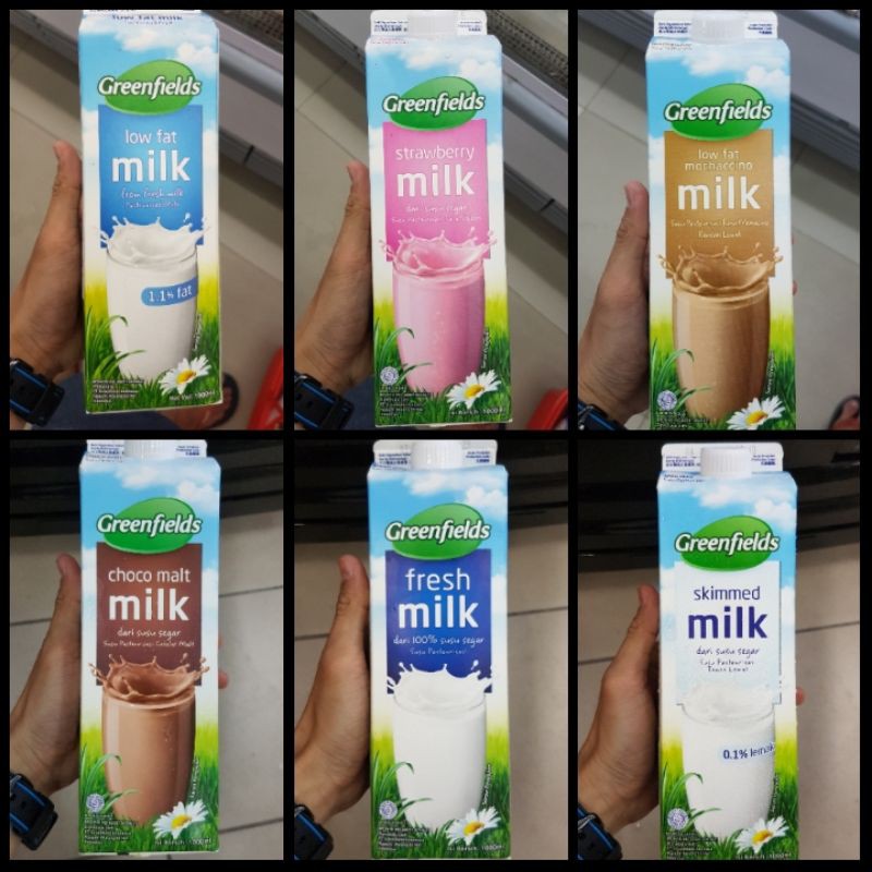 Jual GREENFIELDS Susu Pasteurisasi 1000ml Susu Segar Aneka Rasa